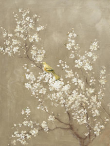 Danhui Nai - White Cherry Blossom II Neutral Crop Bird