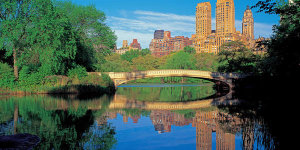 Richard Berenholtz - Bow Bridge and Central Park West View, NYC - Cropped