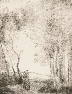 Jean-Baptiste-Camille Corot - Jeune Mere a l'Entree d'un Bois, 1856