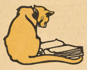 Edward Penfield - Detail of a Bookplate - Cat with Books