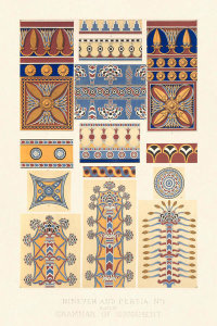 Owen Jones - Plate XII, Nineveh and Persia No. 1 from "The Grammar of Ornament", ca. 1856