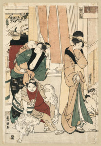 Toyokuni Utagawa - Satsuki (Women and Children with Dogs), 1801