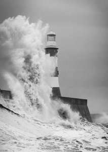 Pangea Images - Lighthouse, North Sea (B&W)