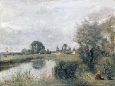 Jean-Baptiste-Camille Corot - A View of Arleux From The Marshes of Palluel