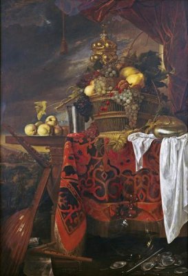 Jan Davidsz De Heem - A Basket of Mixed Fruit With Gilt Cup