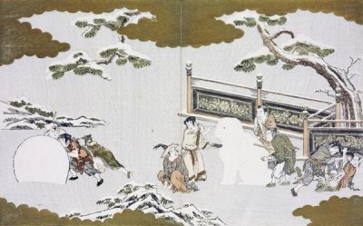 Kitagawa Utamaro - Children Making a Snow Shishi