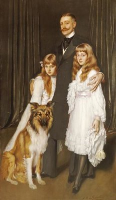 Antonio De La Gandara - Portrait of a Family With Their Collie