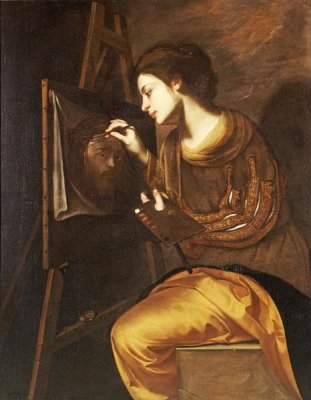 Francesco Guarino - A Female Artist Painting The Image of The Sudarium