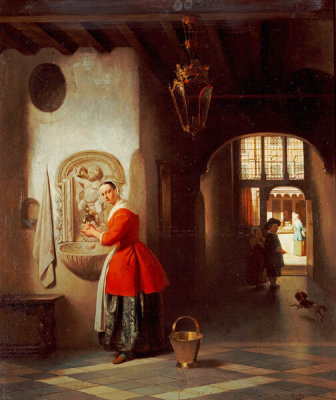 Hubertus Van Hove - A Maid In a Hallway