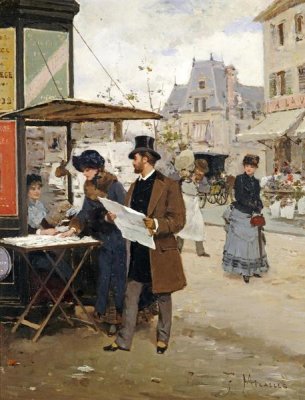 Francisco Miralles y Galup - Parisian Street Scene