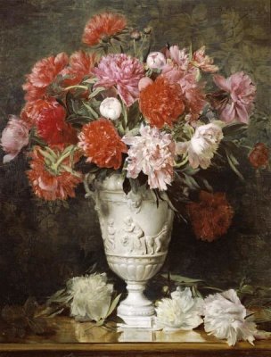 Gabriel Schachinger - Peonies In a Vase On a Table