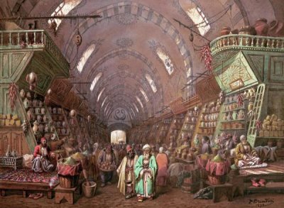 Jean Brindesi - A Bazaar In Constantinople