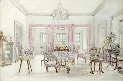 Col. Lionel Grimston Fawkes - The Drawing Room of Queen's House, Barbados, 1880