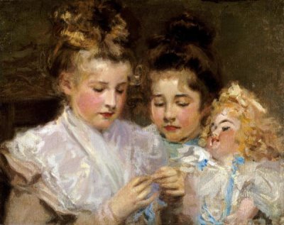 Frederic William MacMonnies - Berthe and Marjorie With Their Doll