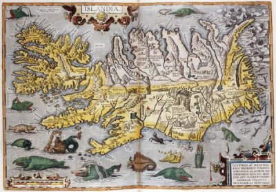 Hand Colored Map of Iceland