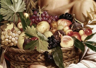 Boy With Basket of Fruit - Detail
