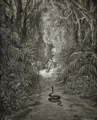Satan As A Serpent, Enters Paradise In Search Of Eve (from Milton's "Paradise Lost")