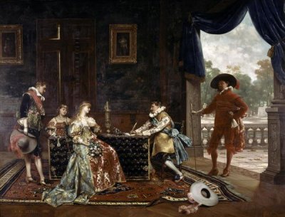 Adolphe Alexandre Lesrel - Signing a Marriage Contract at Court of Louis XIV