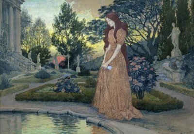 Eugene Samuel Grasset - Young Lady in a Garden