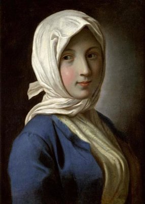 Pietro Antonio Rotari - A Girl in a Blue Jacket and White Headscarf