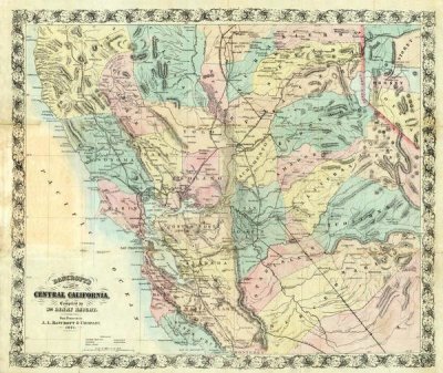 A.L. Bancroft - New Map of Central California, 1871