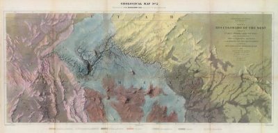 J.C. Ives - Geological Map, Rio Colorado of the West, 1858