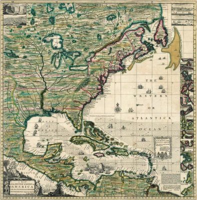 Henry Popple - America Septentrionalis A Map of the British Empire in America, 1733