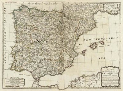 Thomas Kitchin - A new map of the Kingdoms of Spain and Portugal, 1790
