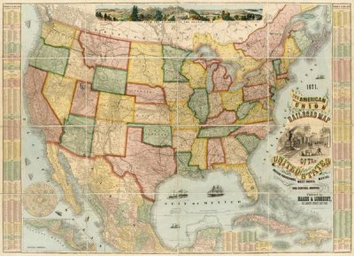 Haasis and Lubrecht - American Union Railroad Map Of The United States, 1871