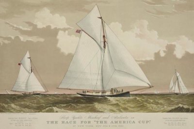 Unknown - Sloop yachts Mischief and Atalanta in the race for "The America Cup", 1870