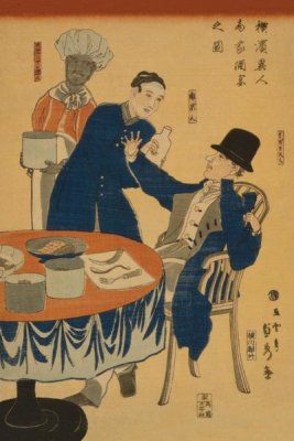 Sadahide Utagawa - Banquet at a foreign mercantile house in Yokohama (Yokohama ijin shoka shuen no zu), 1861