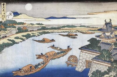 Hokusai - The Moon Above Yodo River And Osaka Castle