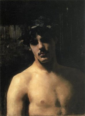 John Singer Sargent - A Male Model with a Wreath of Laurel