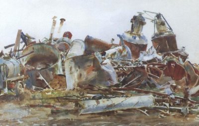 John Singer Sargent - A Wrecked Sugar Refinery 1918