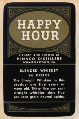 Vintage Booze Labels - Happy Hour Blended Whiskey
