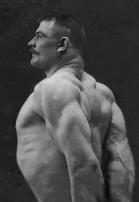 Vintage Muscle Men - Flexing Triceps, Deltoids, and Trapezius