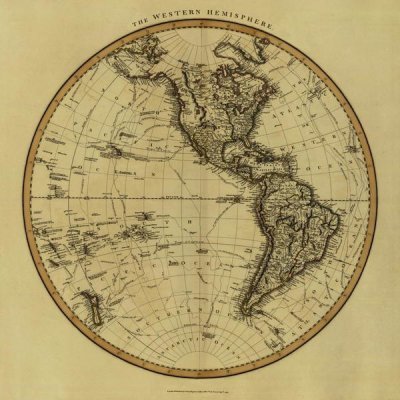 John Cary - Western Hemisphere, 1799 - Tea Stained