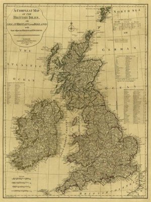 Thomas Kitchin - A complete map of the British Isles, 1788 - Tea Stained