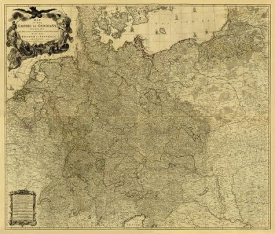 Louis Stanislas d'Arcy Delarochette - Map of the Empire of Germany, 1790 - Tea Stained