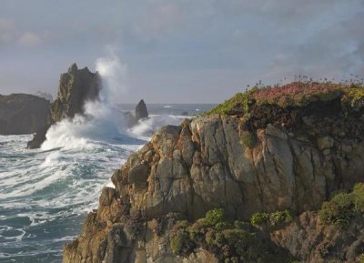 Tim Fitzharris - Pounding waves and rocky shoreline at Piedras Blancas, California