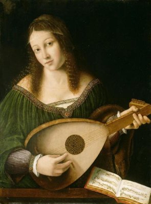 Bartolomeo Veneto and workshop - Lady Playing a Lute