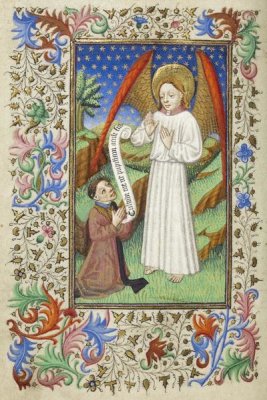 Unknown 15th Century French Illuminator - A Patron and his Guardian Angel