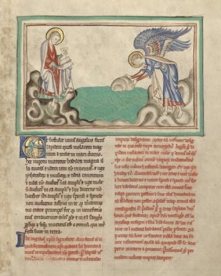 Unknown 13th Century Illuminator - An Angel Casting a Millstone into the Sea