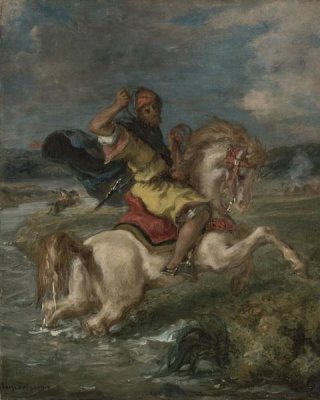 Eugene Delacroix - Moroccan Horseman Crossing a Ford