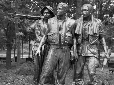 Carol Highsmith - Vietnam memorial soldiers by Frederick Hart, Washington, D.C. - Black and White Variant