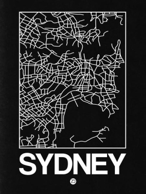NAXART Studio - Black Map of Sydney