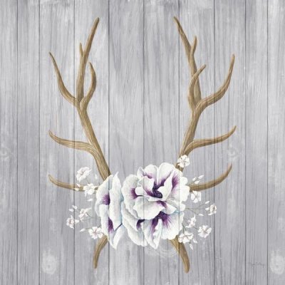Elyse DeNeige - Antlers and Poppies I Sq