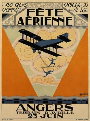 Armand P. L. Armand - Fete Aerienne Angers - Vintage Aged Paper Style
