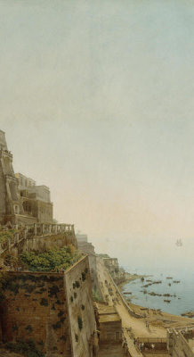Giovanni Battista Lusieri Lusieri - Triptych - Left Panel - A View of the Bay of Naples, Looking Southwest from the Pizzofalcone towards Capo di Posilippo, 1791