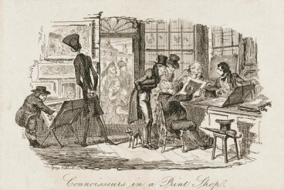 George Cruikshank - Connoisseurs in a Print Shop, ca. 1828